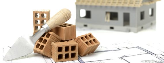 Banner Ziegel und Rohbau auf Bauplan Banner Ziegel und Rohbau auf Bauplan